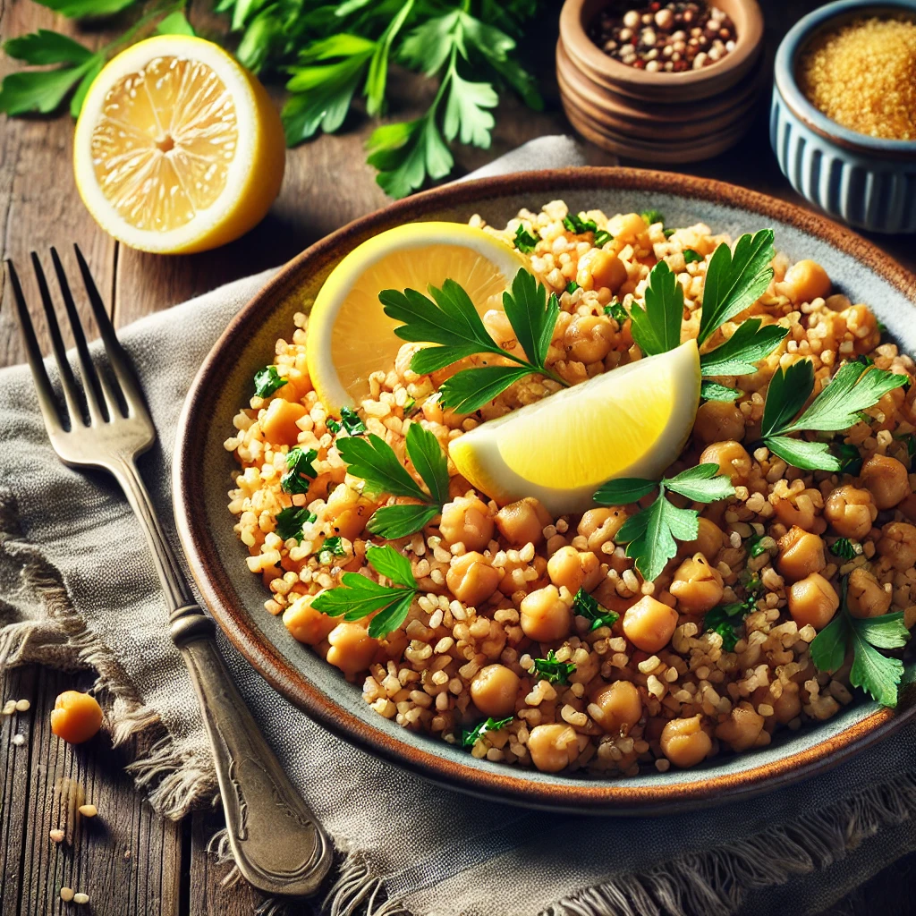 Bulgur with chickpeas for vegetarians